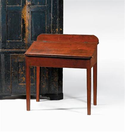 Appraisal: Red painted slant top school master's desk Arched back board