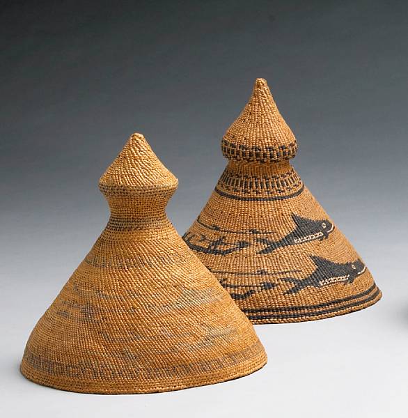 Appraisal: Two Nootka whaler's hats Each of characteristic onion dome form