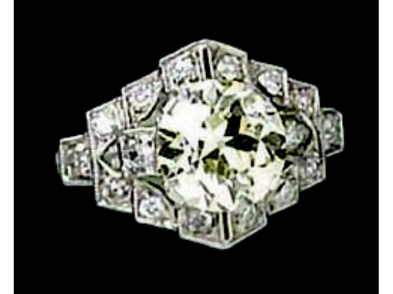 Appraisal: ART DECO DIAMOND RING Platinum Circa diamond ring with an