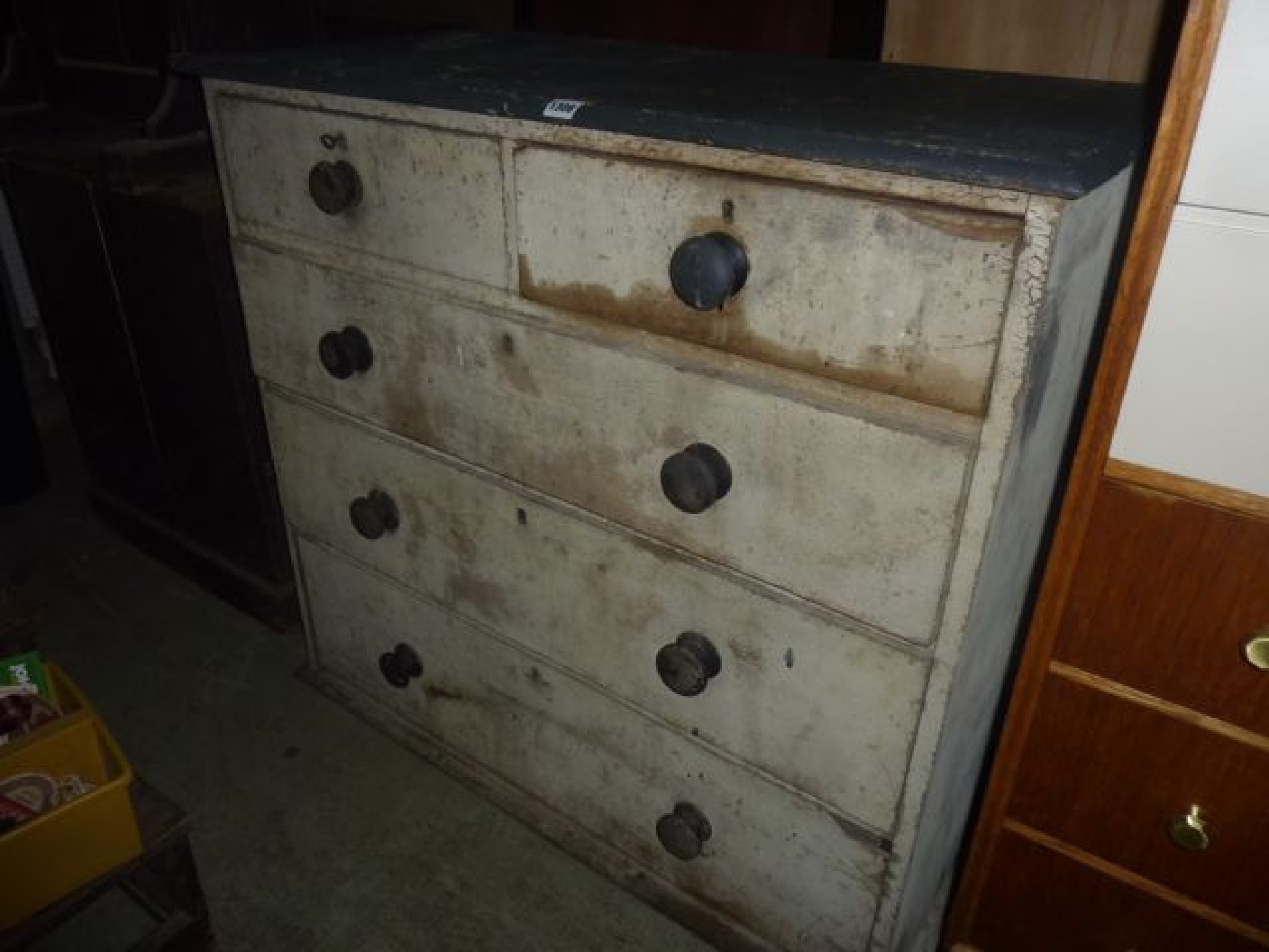 Appraisal: A Victorian pine bedroom chest of three long and two