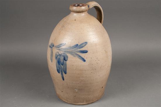 Appraisal: American cobalt decorated salt glazed stoneware jug of -gallon capacity