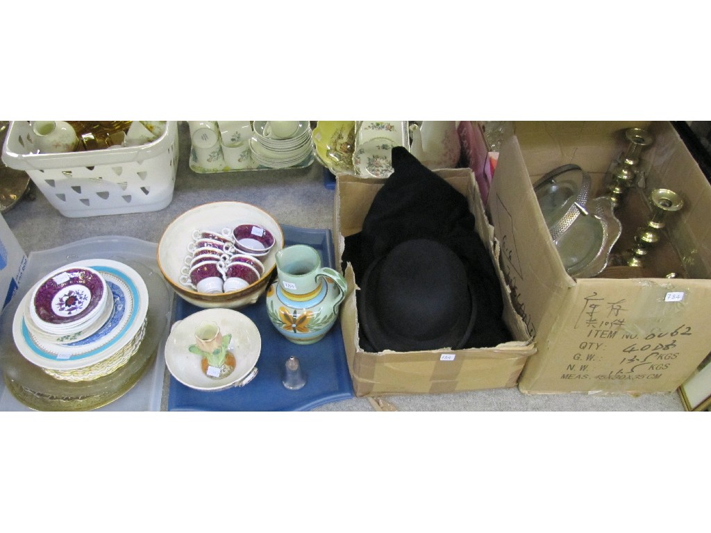 Appraisal: Lot of miscellania comprising ceramics EP brass bowler hat and