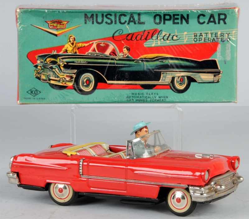 Appraisal: Tin Musical Cadillac Battery-Operated Toy Description Japanese Circa Working Made