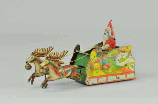 Appraisal: SANTEE CLAUS SLEIGH TOY Ferdinand Strauss Corp lithographed tin depicts