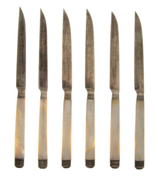 Appraisal: Set of Twenty-Four French Mother-of-Pearl Handled Knives maker's mark FEG