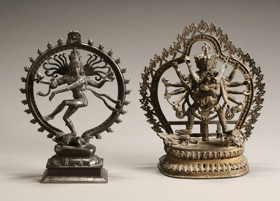 Appraisal: Tibetan Bronze Group of Samvara and an Indian Bronze Figure