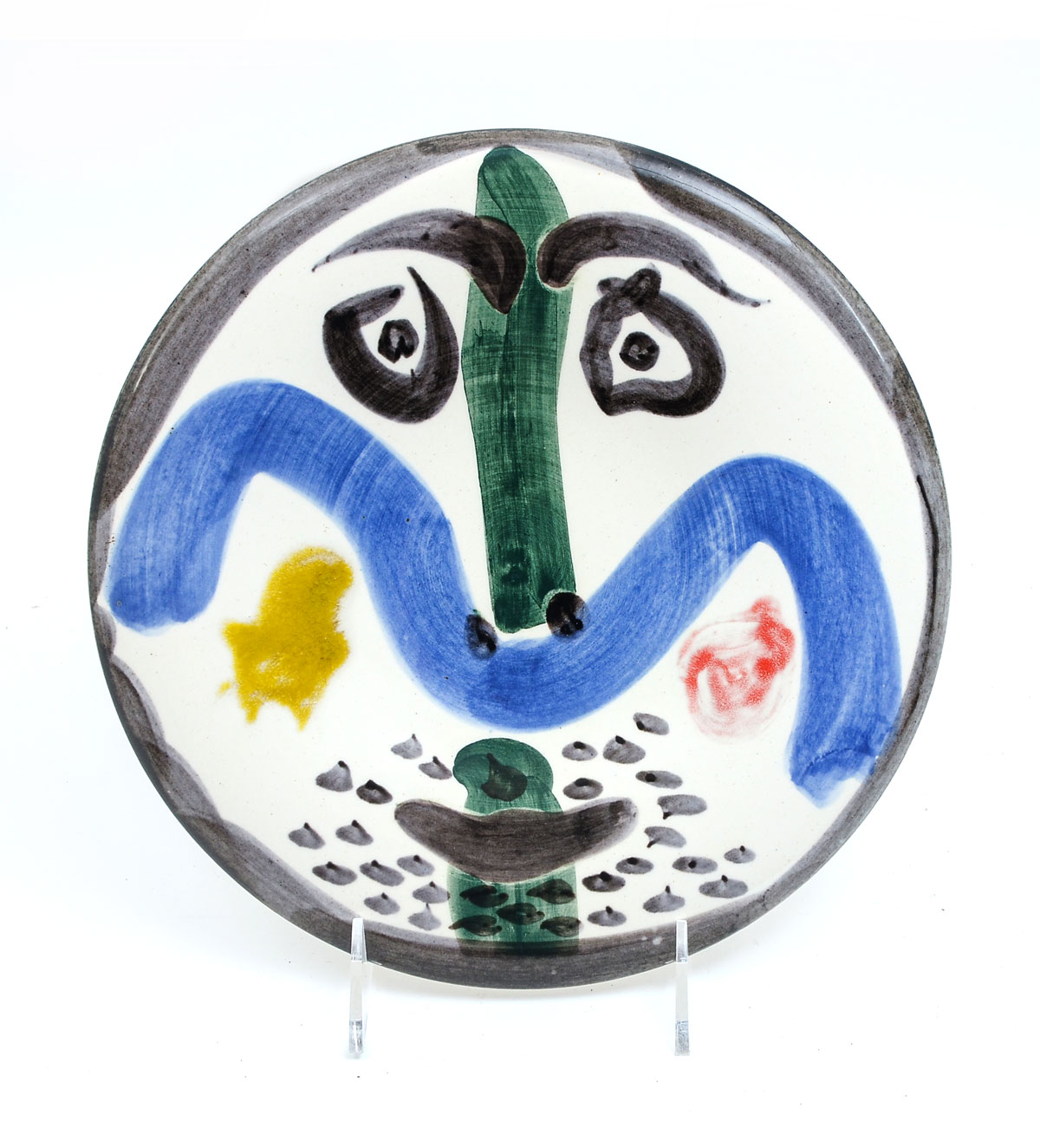 Appraisal: PABLO PICASSO MADOURA FACE PLATE '' diameter signed and numbered