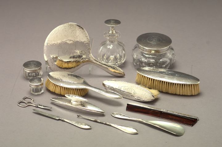 Appraisal: Extensive Fourteen-Piece Joseph Seymour and Company Dressing Table Service first