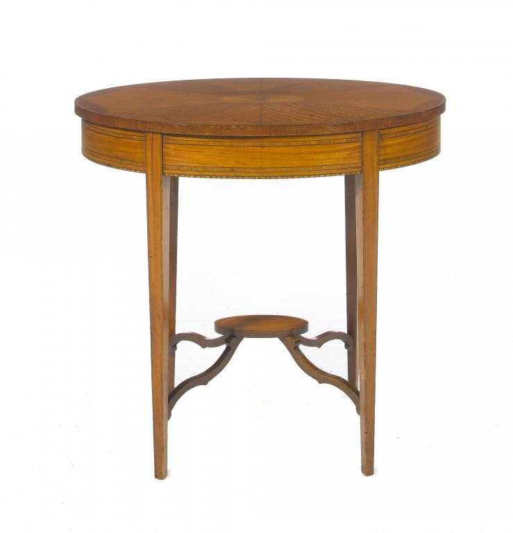 Appraisal: AN EDWARD VII SATINWOOD AND INLAID OCCASIONAL TABLE the crossbanded