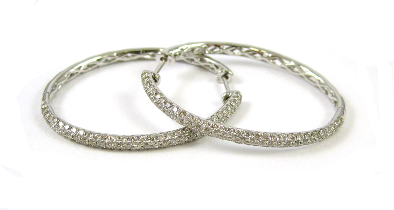 Appraisal: PAIR OF DIAMOND HOOP EARRINGS each k white gold with