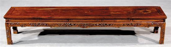 Appraisal: Chinese carved mahogany altar table circa rectangular frame-and-panel top over