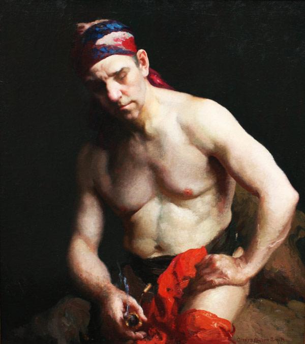 Appraisal: SMITH Gladys Nelson American - Seated Gypsy Strongman Smoking Pipe