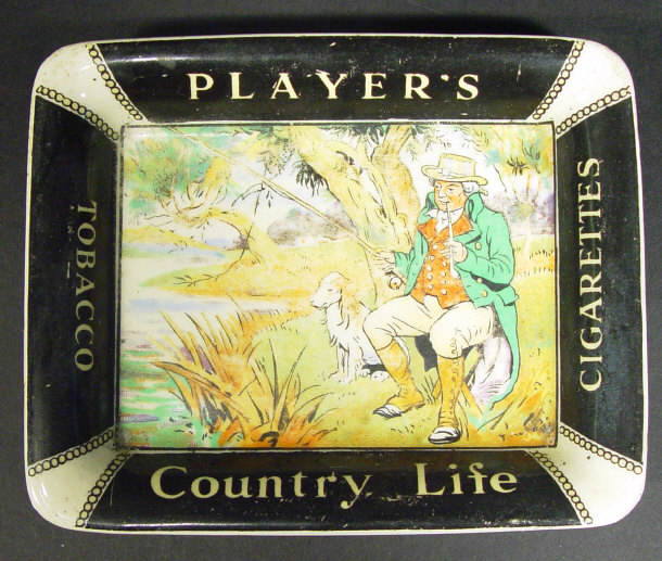 Appraisal: China advertising ashtray for Players Country Life tobacco factory marks