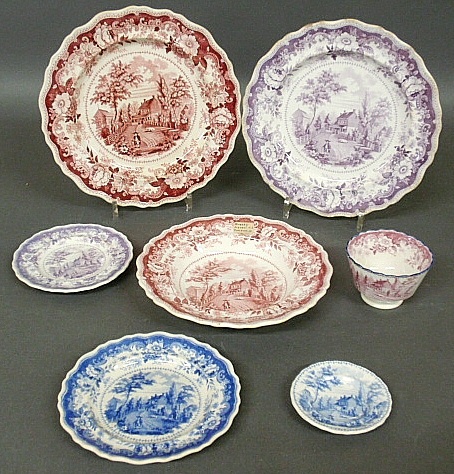 Appraisal: - Group of Staffordshire Richard Jordan New Jersey transferware- red