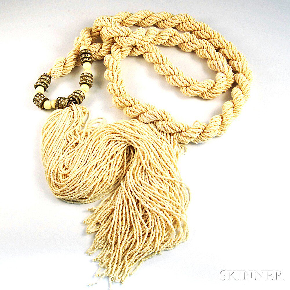 Appraisal: Long Seed Pearl Rope Necklace formed of two twisted ropes