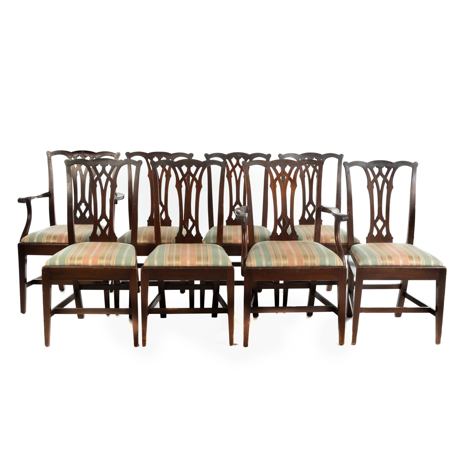 Appraisal: EIGHT CHIPPENDALE MAHOGANY STYLE DINING CHAIRS Second half th century