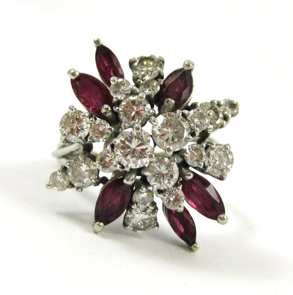 Appraisal: DIAMOND RUBY AND FOURTEEN KARAT WHITE GOLD RING set with