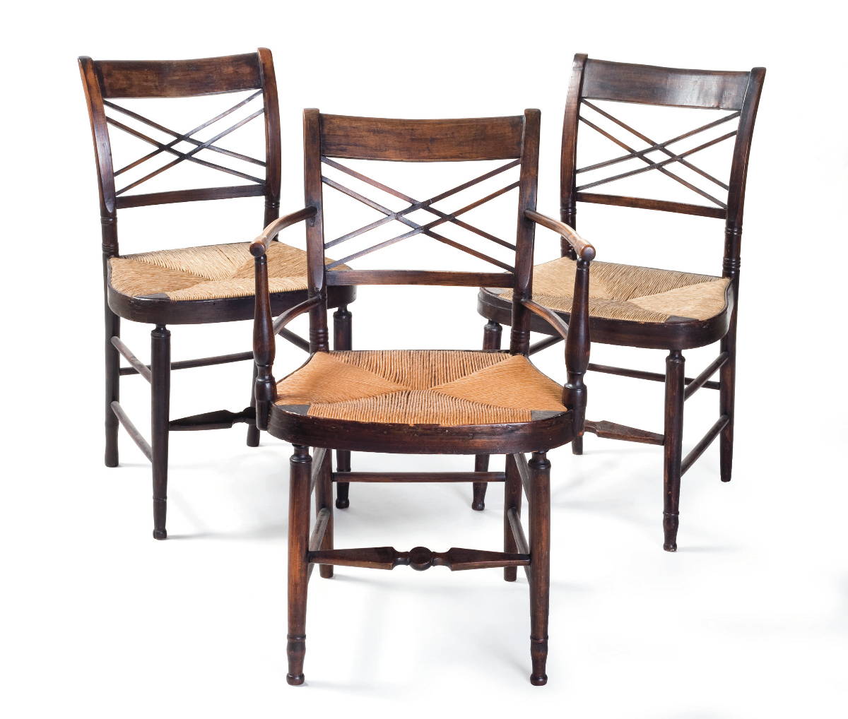 Appraisal: SET OF SIX NEW ENGLAND SHERATON FANCY ROSEWOOD GRAINED CHAIRS