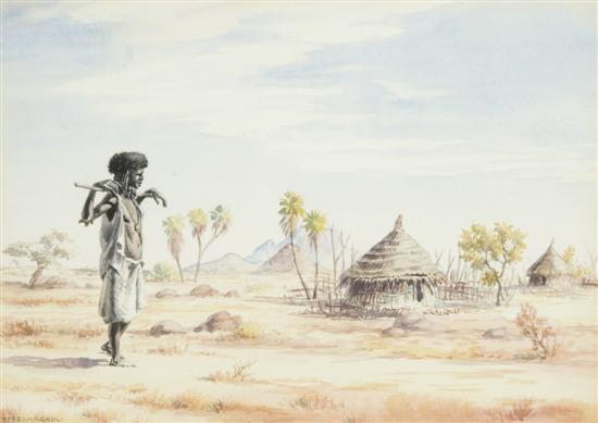 Appraisal: Romagnoli Giovanni Italian - Eritrean scene with villager Watercolor on