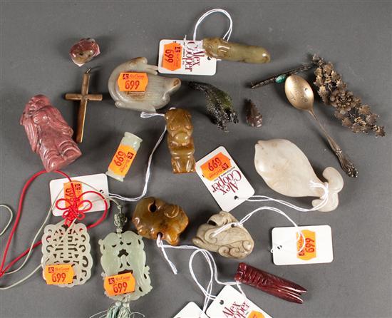 Appraisal: Assorted Chinese carved hardstone charms and other items comprising items