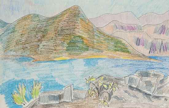 Appraisal: Harry Weinberger - Evening light Crete pastel and felt-tip pen