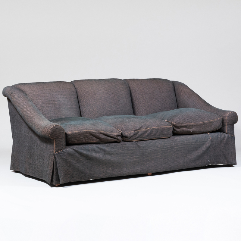 Appraisal: Contemporary Chenille Upholstered Three-Seat Sofa x ft in x in