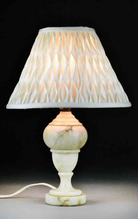 Appraisal: Italian Marble Lamp Smocked ShadeBaluster-shaped lamp on round pedestal base