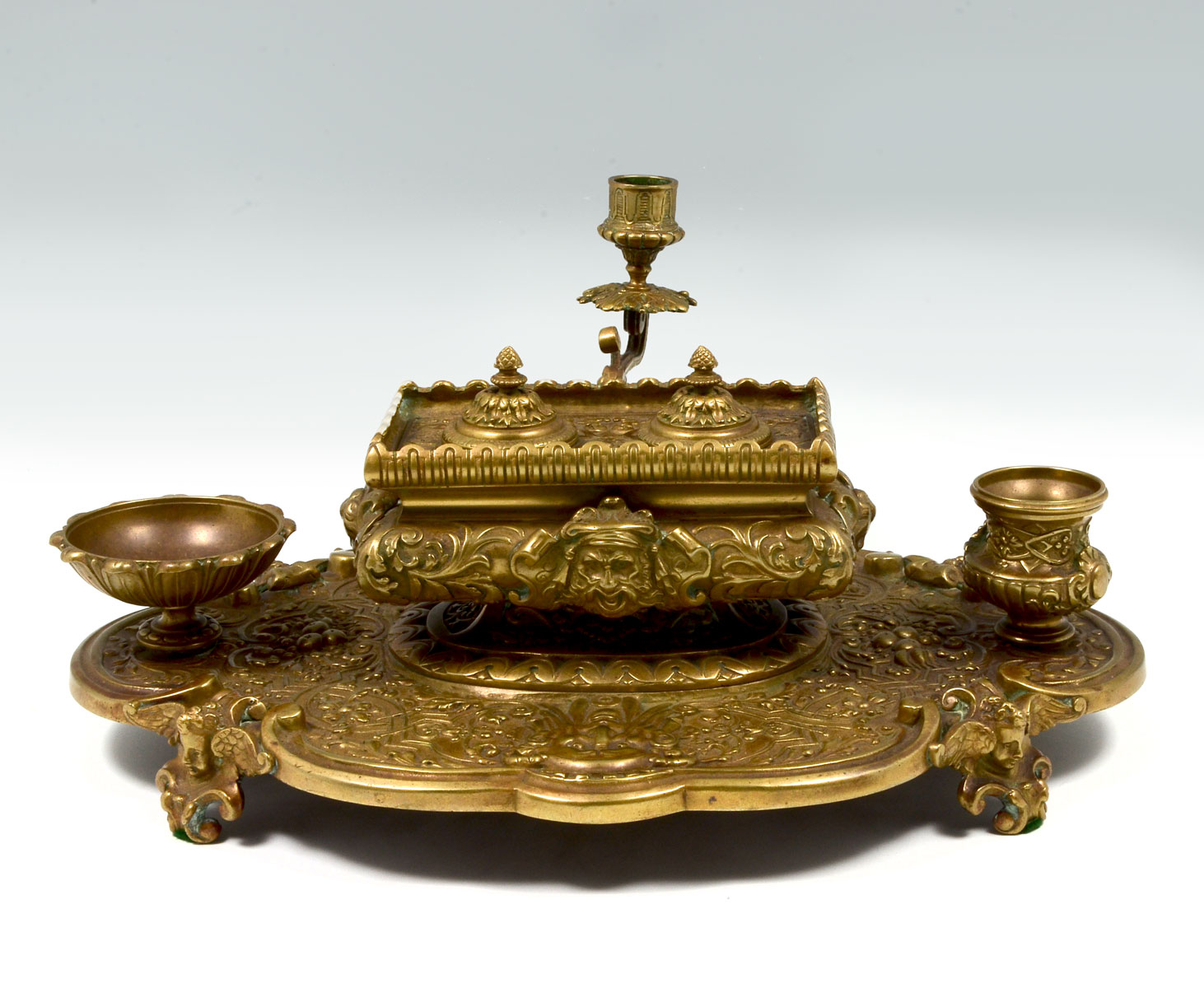 Appraisal: EMILE PINEDO FRENCH BRONZE BACCHUS INKWELL French bronze inkwell by