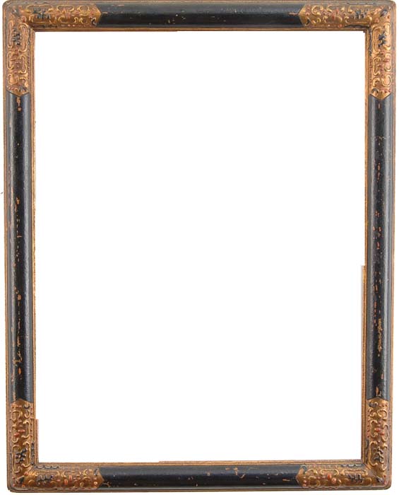 Appraisal: SIGNED CARRIG-ROHANE FRAME Frame with ebonized panels and decorated gilt