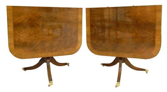 Appraisal: Georgian style tilt top double pedestal dining table mahogany oblong