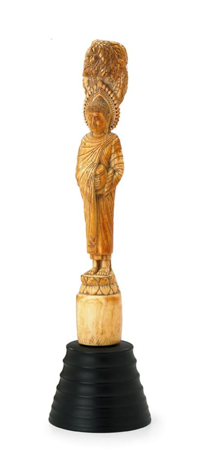 Appraisal: Cambodian elephant ivory Buddha figure th century Modeled standing under