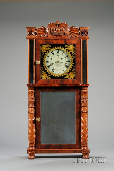 Appraisal: Mahogany Shelf Clock by Asa Munger Company Auburn New York