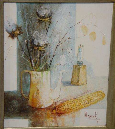 Appraisal: Wonink o c table top still life with corn and