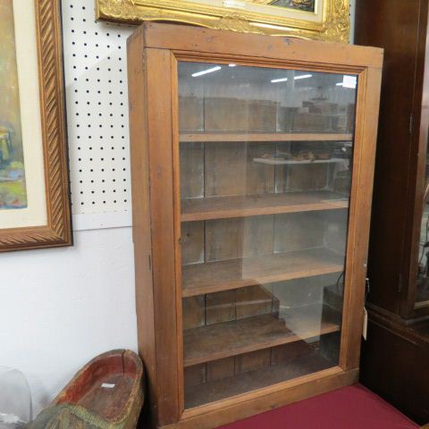 Appraisal: Antique Hanging Cabinet glass in door wooden shelves tall wide