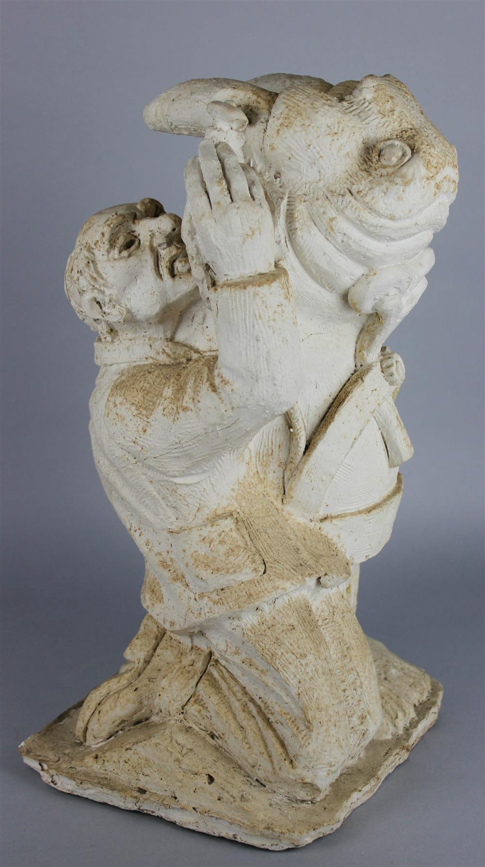 Appraisal: PLASTER MAQUETTE GARGOYLE OF A DENTIST EXAMINING A WALRUS FROM