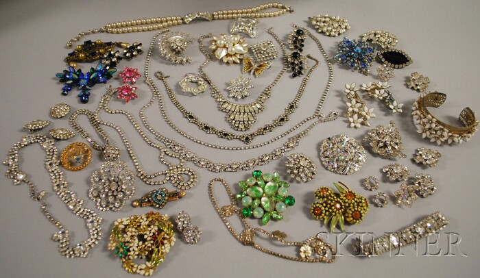 Appraisal: Group of Paste and Rhinestone Costume Jewelry including brooches necklaces