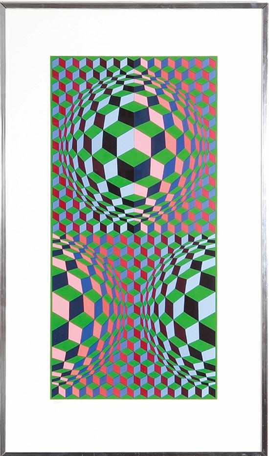 Appraisal: Victor Vasarely French Hungarian - ABSTRACT lithograph framed signed numbered