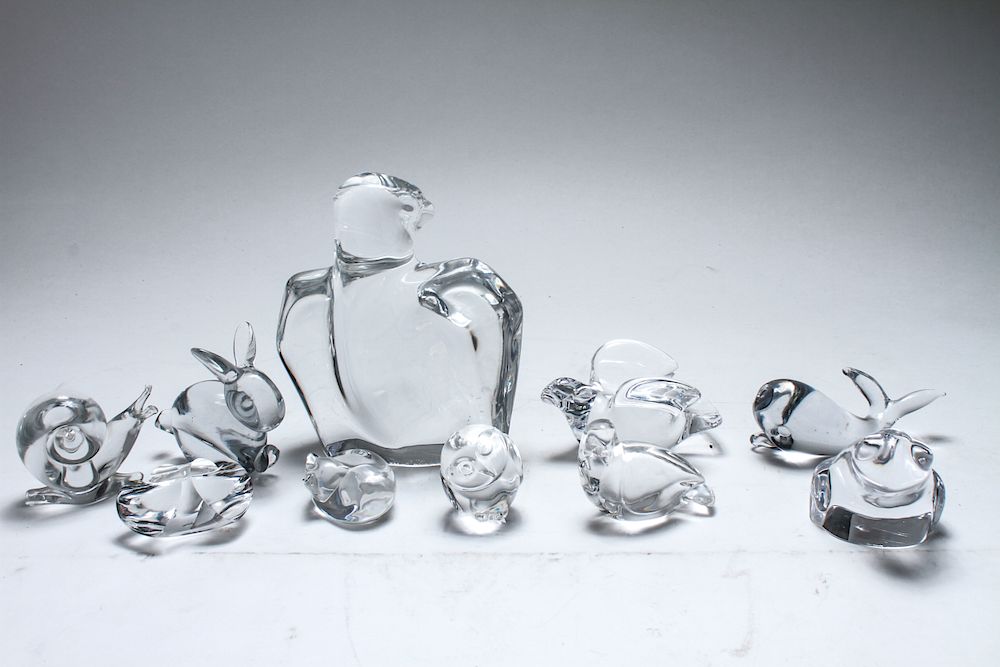 Appraisal: Colorless Crystal Figurines incl Orrefors Pc Group of colorless crystal