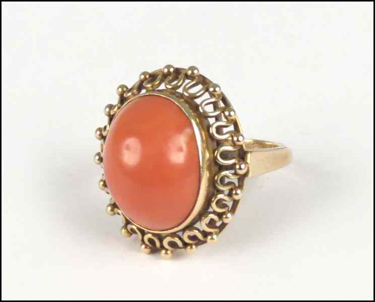 Appraisal: KARAT YELLOW GOLD AND CORAL RING th century Condition No