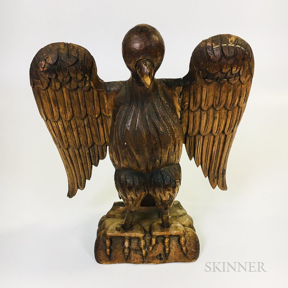 Appraisal: Folk Art Carved Wood Eagle Folk Art Carved Wood Eagle