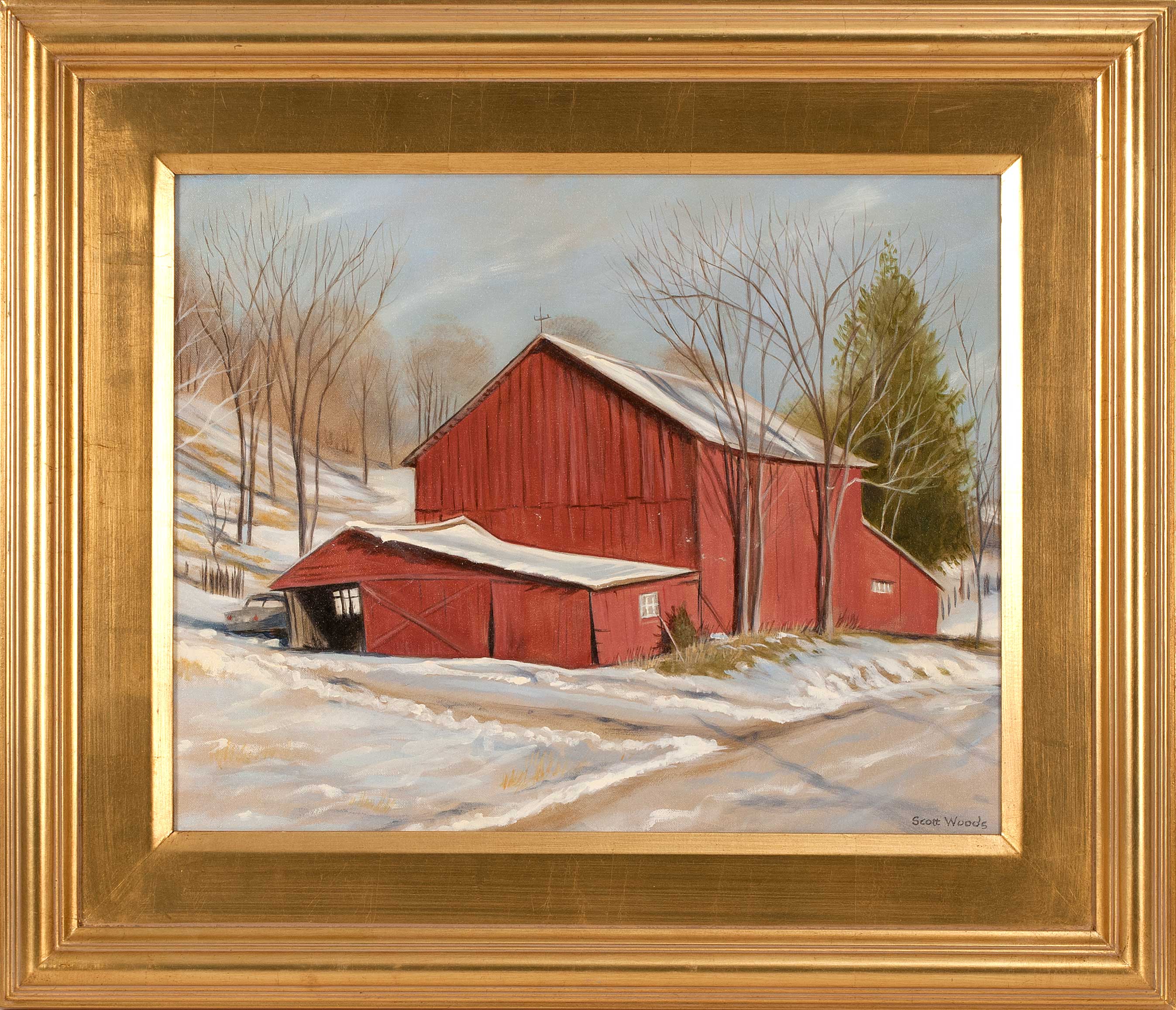 Appraisal: SCOTT WOODSNew York ContemporaryThe red barn Signed lower right Scott