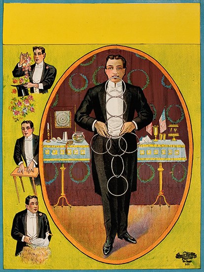 Appraisal: POSTER American stock poster showing a formally attired magician performing