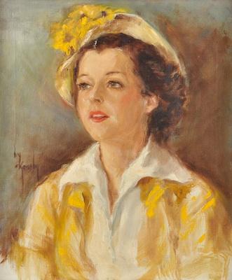 Appraisal: Portrait of Myrna Loy Signed Skjonsby The portrait is of