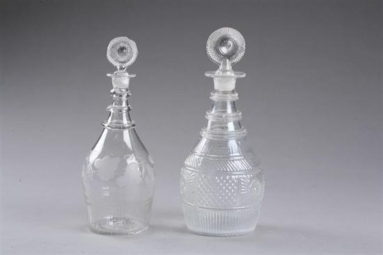 Appraisal: TWO -MOLD DECANTERS American st half th century blown glass