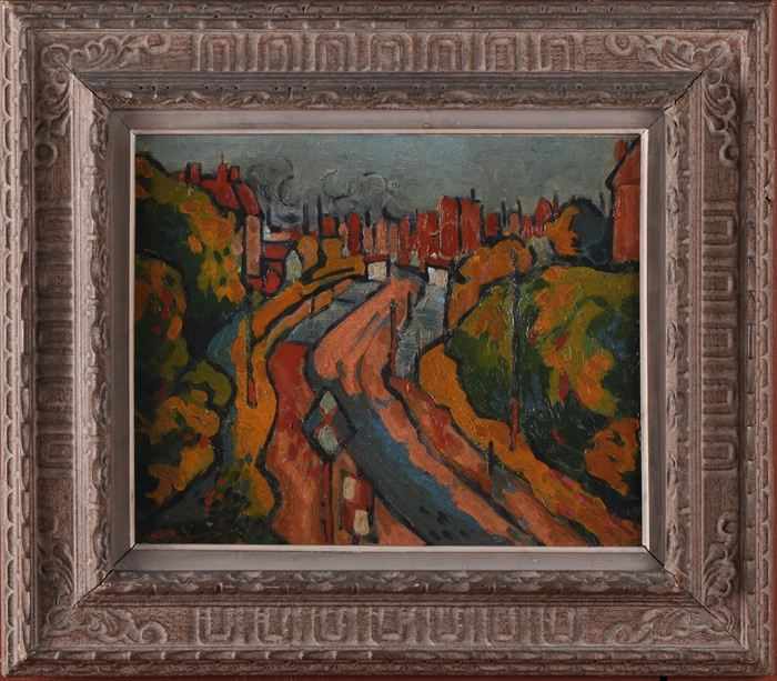 Appraisal: EUROPEAN SCHOOL FAUVIST LANDSCAPE Oil on canvas x in bearing