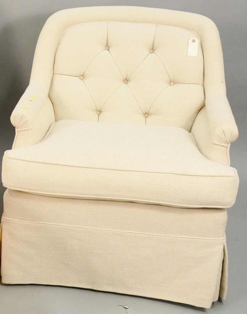 Appraisal: Custom upholstered swivel chair very clean ht in wd in