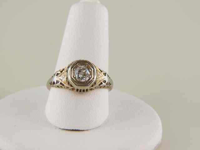 Appraisal: Diamond Ring early European cut carat in antique k white