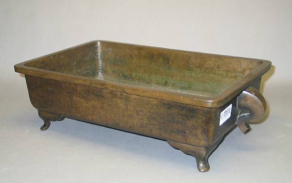 Appraisal: A Japanese patinated bronze usabata Of rectangular form with short