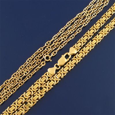 Appraisal: A gold fancy link necklace stamped g cm And a