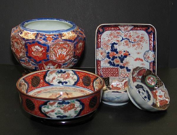 Appraisal: Five Imari porcelains Meiji Period and Later Including one faceted